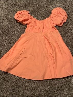 Abercrombie & Fitch Peach/Coral Puff-Sleeve Mini Dress